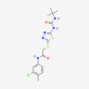 molecular formula C16H20ClN5O2S2 B2915322 2-[[5-(叔丁基氨基羰基氨基)-1,3,4-噻二唑-2-基]硫代]-N-(3-氯-4-甲苯基)乙酰胺 CAS No. 886941-97-5