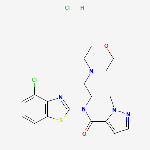 molecular formula C18H21Cl2N5O2S B2915343 N-(4-氯苯并[d]噻唑-2-基)-1-甲基-N-(2-吗啉乙基)-1H-吡唑-5-甲酰胺盐酸盐 CAS No. 1185028-86-7