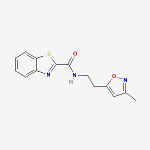 molecular formula C14H13N3O2S B2915348 N-(2-(3-methylisoxazol-5-yl)ethyl)benzo[d]thiazole-2-carboxamide CAS No. 1421490-16-5