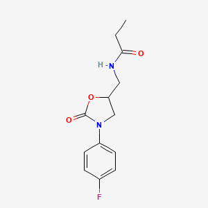 molecular formula C13H15FN2O3 B2915361 N-((3-(4-氟苯基)-2-氧代恶唑烷-5-基)甲基)丙酰胺 CAS No. 954699-00-4