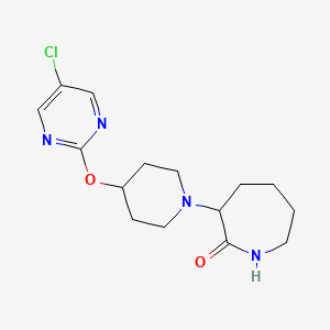 molecular formula C15H21ClN4O2 B2915390 3-[4-(5-Chloropyrimidin-2-yl)oxypiperidin-1-yl]azepan-2-one CAS No. 2415454-16-7