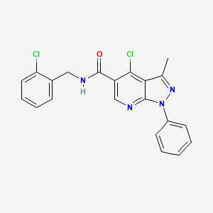 4-chloro-N-[(2-chlorophenyl)methyl]-3-methyl-1-phenylpyrazolo[3,4-b]pyridine-5-carboxamide