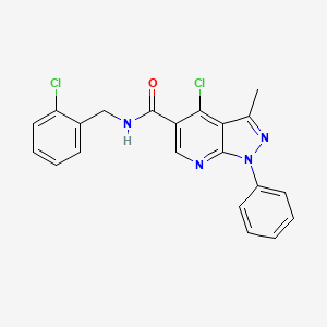 molecular formula C21H16Cl2N4O B2915398 4-chloro-N-[(2-chlorophenyl)methyl]-3-methyl-1-phenylpyrazolo[3,4-b]pyridine-5-carboxamide CAS No. 899952-97-7