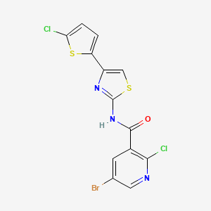 molecular formula C13H6BrCl2N3OS2 B2915400 5-bromo-2-chloro-N-[4-(5-chlorothiophen-2-yl)-1,3-thiazol-2-yl]pyridine-3-carboxamide CAS No. 1356657-99-2