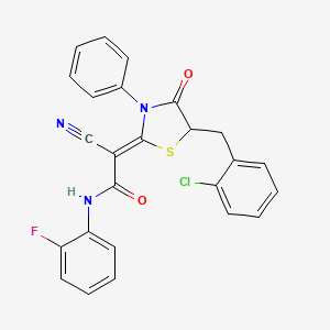 (Z)-2-(5-(2-chlorobenzyl)-4-oxo-3-phenylthiazolidin-2-ylidene)-2-cyano-N-(2-fluorophenyl)acetamide