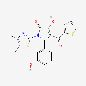 molecular formula C20H16N2O4S2 B2915408 1-(4,5-二甲基噻唑-2-基)-3-羟基-5-(3-羟基苯基)-4-(噻吩-2-羰基)-1H-吡咯-2(5H)-酮 CAS No. 577983-70-1