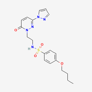 molecular formula C19H23N5O4S B2915412 4-butoxy-N-(2-(6-oxo-3-(1H-pyrazol-1-yl)pyridazin-1(6H)-yl)ethyl)benzenesulfonamide CAS No. 1351645-31-2