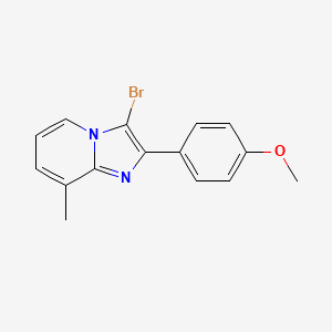 molecular formula C15H13BrN2O B2915418 3-Bromo-2-(4-methoxyphenyl)-8-methylimidazo[1,2-a]pyridine CAS No. 477889-62-6