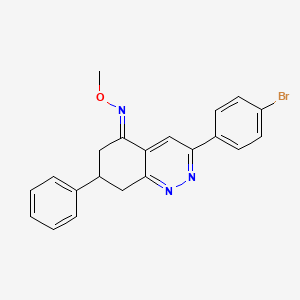 molecular formula C21H18BrN3O B2915431 (3-(4-bromophenyl)-7-phenyl(6,7,8-trihydrocinnolin-5-ylidene))-O-methyloxime CAS No. 1024827-29-9