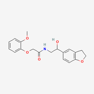 molecular formula C19H21NO5 B2915432 N-(2-(2,3-二氢苯并呋喃-5-基)-2-羟乙基)-2-(2-甲氧基苯氧基)乙酰胺 CAS No. 1421457-04-6