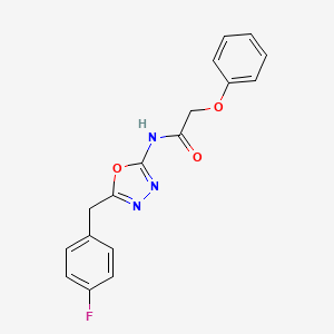 molecular formula C17H14FN3O3 B2915457 N-(5-(4-fluorobenzyl)-1,3,4-oxadiazol-2-yl)-2-phenoxyacetamide CAS No. 954598-70-0