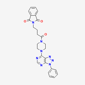 molecular formula C26H24N8O3 B2915470 2-(4-氧代-4-(4-(3-苯基-3H-[1,2,3]三唑并[4,5-d]嘧啶-7-基)哌嗪-1-基)丁基)异吲哚啉-1,3-二酮 CAS No. 920262-84-6