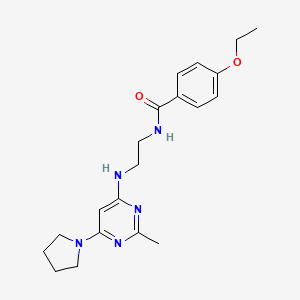 molecular formula C20H27N5O2 B2915474 4-ethoxy-N-(2-((2-methyl-6-(pyrrolidin-1-yl)pyrimidin-4-yl)amino)ethyl)benzamide CAS No. 1202990-04-2