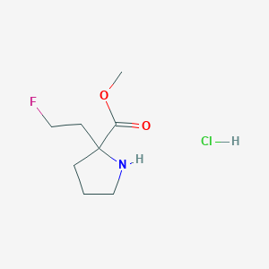 molecular formula C8H15ClFNO2 B2915477 Methyl 2-(2-fluoroethyl)pyrrolidine-2-carboxylate;hydrochloride CAS No. 2276125-68-7