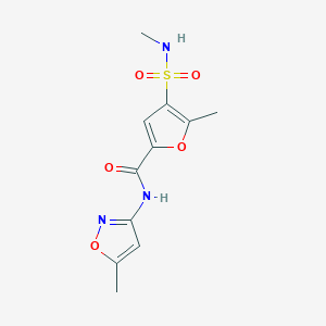 molecular formula C11H13N3O5S B2915482 5-methyl-N-(5-methylisoxazol-3-yl)-4-(N-methylsulfamoyl)furan-2-carboxamide CAS No. 1207041-06-2