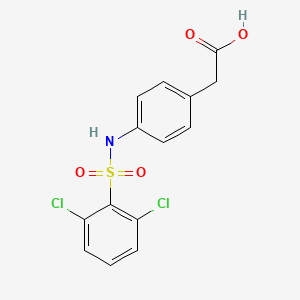 molecular formula C14H11Cl2NO4S B2915485 2-[4-(2,6-Dichlorobenzenesulfonamido)phenyl]acetic acid CAS No. 794584-42-2
