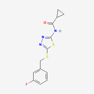 molecular formula C13H12FN3OS2 B2915496 N-(5-((3-氟苄基)硫代)-1,3,4-噻二唑-2-基)环丙烷甲酰胺 CAS No. 392303-29-6