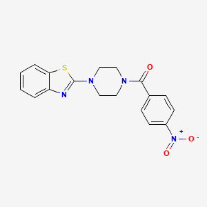 molecular formula C18H16N4O3S B2915548 (4-(苯并[d]噻唑-2-基)哌嗪-1-基)(4-硝基苯基)甲苯酮 CAS No. 681156-67-2
