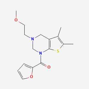 molecular formula C16H20N2O3S B2915563 呋喃-2-基-[3-(2-甲氧基乙基)-5,6-二甲基-2,4-二氢噻吩并[2,3-d]嘧啶-1-基]甲苯酮 CAS No. 618409-44-2