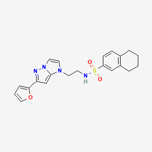 molecular formula C21H22N4O3S B2915575 N-(2-(6-(furan-2-yl)-1H-imidazo[1,2-b]pyrazol-1-yl)ethyl)-5,6,7,8-tetrahydronaphthalene-2-sulfonamide CAS No. 1795191-28-4
