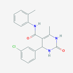 molecular formula C19H18ClN3O2 B2915577 4-(3-chlorophenyl)-6-methyl-2-oxo-N-(o-tolyl)-1,2,3,4-tetrahydropyrimidine-5-carboxamide CAS No. 332373-23-6