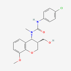 molecular formula C19H21ClN2O4 B2915582 N'-(4-chlorophenyl)-N-[3-(hydroxymethyl)-8-methoxy-3,4-dihydro-2H-chromen-4-yl]-N-methylurea CAS No. 318951-56-3