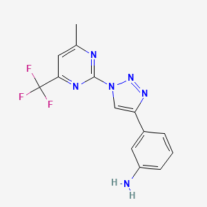 molecular formula C14H11F3N6 B2915586 3-{1-[4-methyl-6-(trifluoromethyl)-2-pyrimidinyl]-1H-1,2,3-triazol-4-yl}aniline CAS No. 860787-47-9