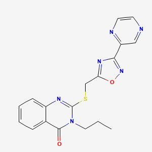 molecular formula C18H16N6O2S B2915595 3-丙基-2-(((3-(吡嗪-2-基)-1,2,4-恶二唑-5-基)甲基)硫代)喹唑啉-4(3H)-酮 CAS No. 2191404-73-4