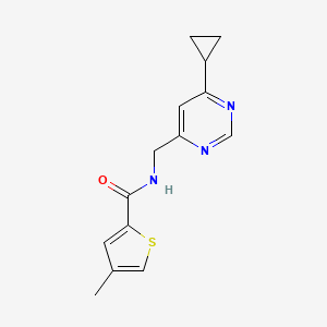 molecular formula C14H15N3OS B2915610 N-((6-cyclopropylpyrimidin-4-yl)methyl)-4-methylthiophene-2-carboxamide CAS No. 2195941-41-2