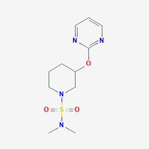 molecular formula C11H18N4O3S B2915646 N,N-dimethyl-3-(pyrimidin-2-yloxy)piperidine-1-sulfonamide CAS No. 2034527-46-1