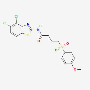 molecular formula C18H16Cl2N2O4S2 B2915652 N-(4,5-二氯苯并[d]噻唑-2-基)-4-((4-甲氧基苯基)磺酰基)丁酰胺 CAS No. 941987-34-4
