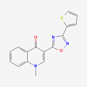 molecular formula C16H11N3O2S B2915655 1-methyl-3-(3-(thiophen-2-yl)-1,2,4-oxadiazol-5-yl)quinolin-4(1H)-one CAS No. 1081128-41-7