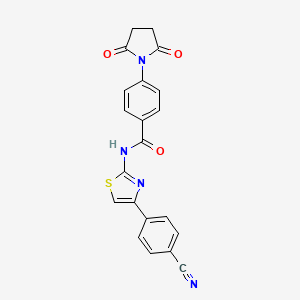 molecular formula C21H14N4O3S B2915656 N-(4-(4-氰基苯基)噻唑-2-基)-4-(2,5-二氧代吡咯烷-1-基)苯甲酰胺 CAS No. 330200-83-4