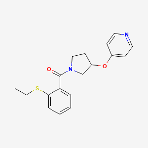 molecular formula C18H20N2O2S B2915659 (2-(Ethylthio)phenyl)(3-(pyridin-4-yloxy)pyrrolidin-1-yl)methanone CAS No. 2034472-11-0