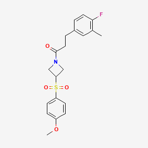 molecular formula C20H22FNO4S B2915697 3-(4-Fluoro-3-methylphenyl)-1-(3-((4-methoxyphenyl)sulfonyl)azetidin-1-yl)propan-1-one CAS No. 1797631-09-4