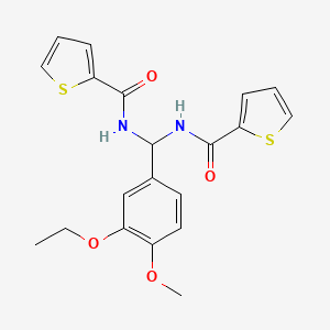 molecular formula C20H20N2O4S2 B2915700 N-[(3-ethoxy-4-methoxyphenyl)-(thiophene-2-carbonylamino)methyl]thiophene-2-carboxamide CAS No. 883648-63-3