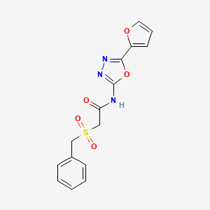 molecular formula C15H13N3O5S B2915701 2-(benzylsulfonyl)-N-(5-(furan-2-yl)-1,3,4-oxadiazol-2-yl)acetamide CAS No. 923502-27-6