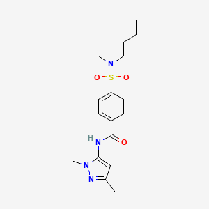 molecular formula C17H24N4O3S B2915707 4-(N-丁基-N-甲基磺酰胺)-N-(1,3-二甲基-1H-吡唑-5-基)苯甲酰胺 CAS No. 1171084-94-8