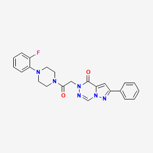 molecular formula C23H21FN6O2 B2915714 5-{2-[4-(2-fluorophenyl)piperazin-1-yl]-2-oxoethyl}-2-phenylpyrazolo[1,5-d][1,2,4]triazin-4(5H)-one CAS No. 932489-24-2