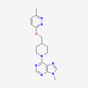 molecular formula C17H21N7O B2915722 9-Methyl-6-[4-[(6-methylpyridazin-3-yl)oxymethyl]piperidin-1-yl]purine CAS No. 2380033-30-5