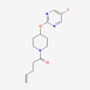 molecular formula C14H18FN3O2 B2915737 1-[4-(5-Fluoropyrimidin-2-yl)oxypiperidin-1-yl]pent-4-en-1-one CAS No. 2380077-50-7