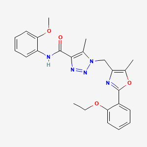 molecular formula C24H25N5O4 B2915738 1-{[2-(2-乙氧基苯基)-5-甲基-1,3-恶唑-4-基]甲基}-N-(2-甲氧基苯基)-5-甲基-1H-1,2,3-三唑-4-甲酰胺 CAS No. 946302-45-0