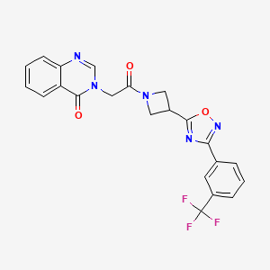 molecular formula C22H16F3N5O3 B2915741 3-(2-oxo-2-(3-(3-(3-(trifluoromethyl)phenyl)-1,2,4-oxadiazol-5-yl)azetidin-1-yl)ethyl)quinazolin-4(3H)-one CAS No. 1351591-37-1