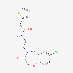 molecular formula C17H17ClN2O3S B2915751 N-(2-(7-chloro-3-oxo-2,3-dihydrobenzo[f][1,4]oxazepin-4(5H)-yl)ethyl)-2-(thiophen-2-yl)acetamide CAS No. 2034529-46-7