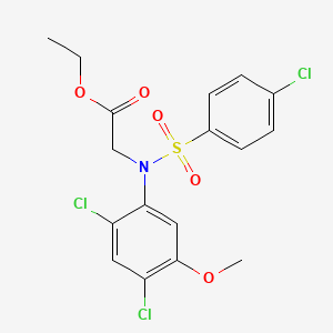 molecular formula C17H16Cl3NO5S B2915753 N-(4-Chlorophenylsulfony)-2,4-dichloro-5-methoxyphenylglycine ethyl ester CAS No. 338961-33-4