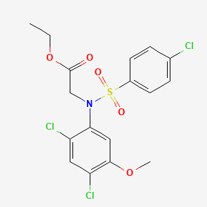 molecular formula C17H16Cl3NO5S B2915753 N-(4-氯苯磺酰基)-2,4-二氯-5-甲氧基苯基甘氨酸乙酯 CAS No. 338961-33-4