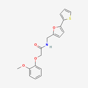 molecular formula C18H17NO4S B2915757 2-(2-methoxyphenoxy)-N-((5-(thiophen-2-yl)furan-2-yl)methyl)acetamide CAS No. 2034403-98-8