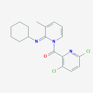 molecular formula C18H19Cl2N3O B2915768 N-cyclohexyl-1-(3,6-dichloropyridine-2-carbonyl)-3-methyl-1,2-dihydropyridin-2-imine CAS No. 1119211-15-2