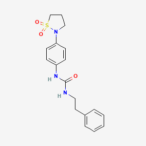 molecular formula C18H21N3O3S B2915773 1-(4-(1,1-二氧化异噻唑烷-2-基)苯基)-3-苯乙基脲 CAS No. 1203380-92-0