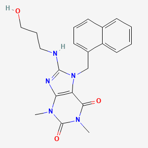 molecular formula C21H23N5O3 B2915775 8-[(3-hydroxypropyl)amino]-1,3-dimethyl-7-(1-naphthylmethyl)-3,7-dihydro-1H-purine-2,6-dione CAS No. 359910-30-8